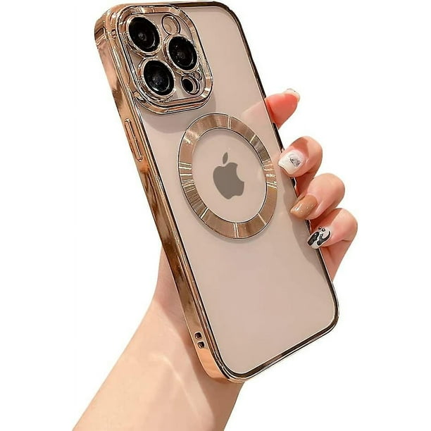  Hython Funda magnética transparente para iPhone 13 con  protector de lente de cámara [compatible con MagSafe] borde chapado de  lujo, funda protectora de TPU suave para iPhone 13 de 6.1 pulgadas