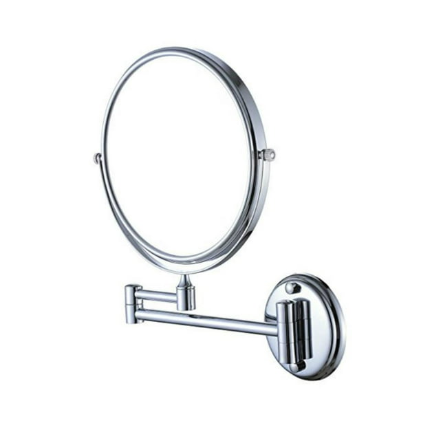 Espejo de maquillaje de baño con luces LED y aumento, de doble cara, 8  pulgadas, montado en la pared, ajustable, extensible, espejo de tocador de