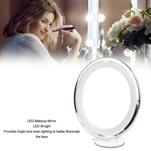 8 pulgadas ventosa 10X aumento espejo de maquillaje con luz blanca LED,  espejo cosmético para maquillaje
