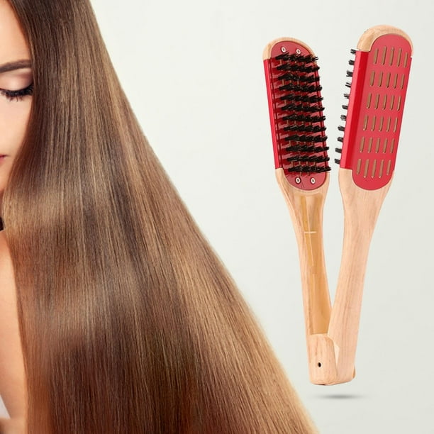 Cepillo de pelo de doble cara Peine Forma Cerda profesional Mango de madera  Peine antiestático para peinar el cabello para el estilo del - púrpura  Baoblaze Peine de pelo de doble cara.