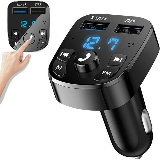 ER Transmisor FM Bluetooth, kit manos libres Bluetooth para coche, cargador  rápido para encendedor de cigarrillos con dos puertos USB, adaptador de  radio inalámbrico para reproductor MP3, compatible con tarjeta TF/unidad  flash