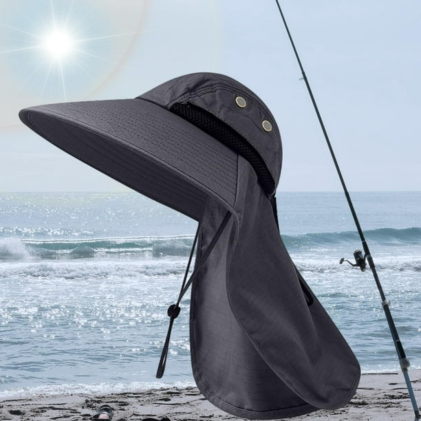 Sombrero para el sol, correa ajustable para el cuello, sombrero de pesca  transpirable de secado rápido, sombrero para senderismo Gris oscuro