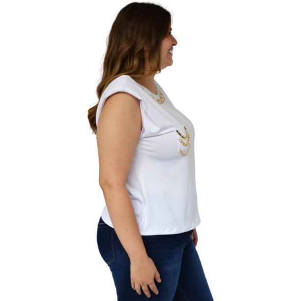 Blusa con hombreras - Blanco - MUJER