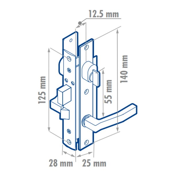 Cerradura para puerta de aluminio color negro Lock 11CL