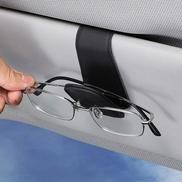 Soporte para gafas de sol para visera de coche, clip magnético de cuero  para colgar gafas, accesorios para visera de vehículo, soporte protector  para gafas con cierre magnético oculto, 2 uni