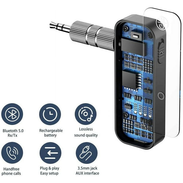 Transmisor Bluetooth 5.0, receptor Bluetooth, adaptador Bluetooth con  salida estéreo jack de 3,5 mm, adecuado para TV, PC, teléfono y cine en  casa ER