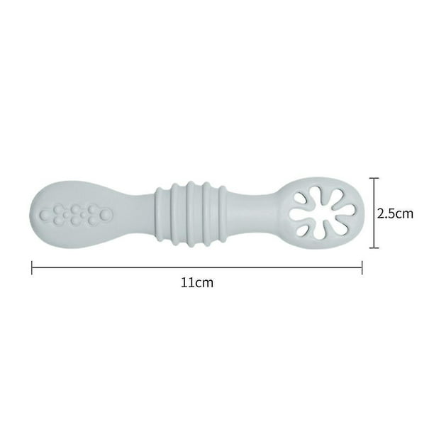  Kirecoo - Paquete de 4 cucharas para bebé, punta suave, primera  etapa, cucharas de entrenamiento de silicona para el destete LED del bebé  con 2 fundas para bebé, el mejor juego