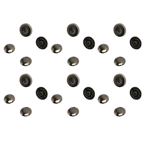 50 juegos de botones magnéticos a presión de 14x4 mm, broche de botón  magnético de aleación de alta dureza para decorar zapatos de ropa punk,  plateado y negro