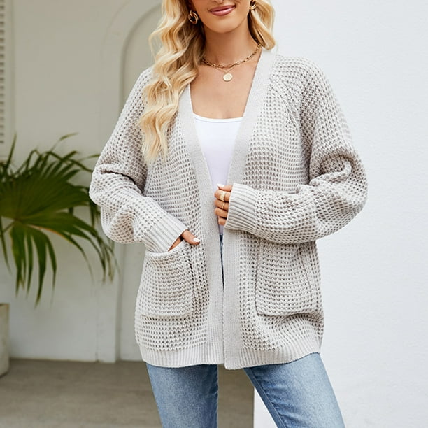 Sueter Mujer Moda Tejido Sweater Dama Abierto Abrigo Ligero