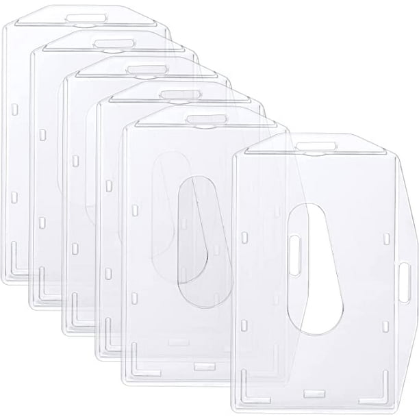 Porta credencial transparente, porta credencial para 6 tarjetas Porta  credencial de plástico duro 2 tarjetas verticales horizontales con  orificios