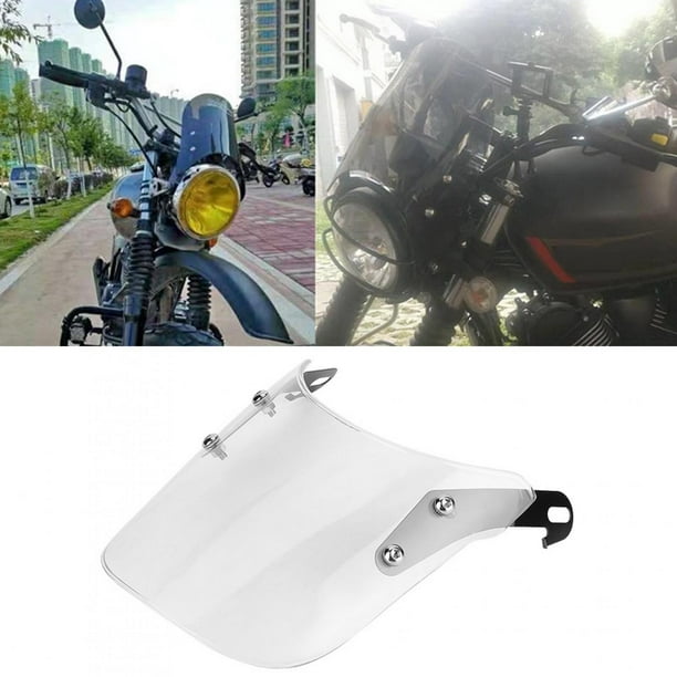 Parabrisas universal para motocicleta, deflector de viento, parabrisas  delantero con soporte para moto 5-7 LED faro