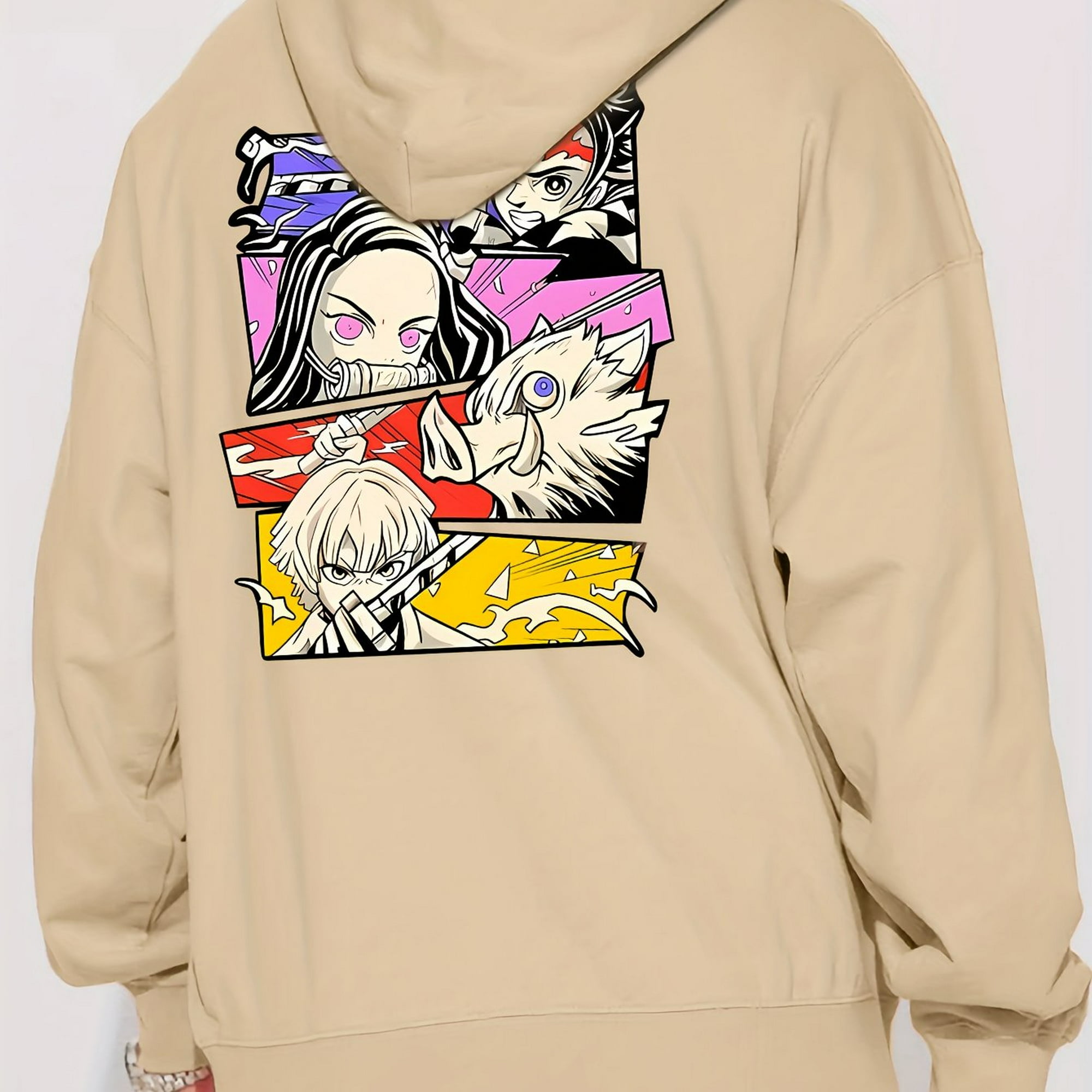 Sudadera con capucha para hombre, diseño de anime, color blanco con  bolsillo de canguro.