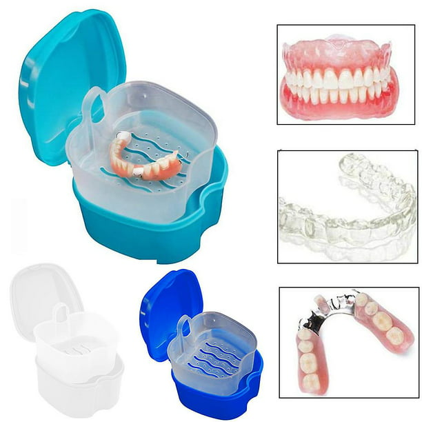 Estuche para dentadura, caja de retención dental de ortodoncia, contenedor  de almacenamiento de dentadura postiza, caja de limpieza para dentadura  postiza oso de fresa Electrónica