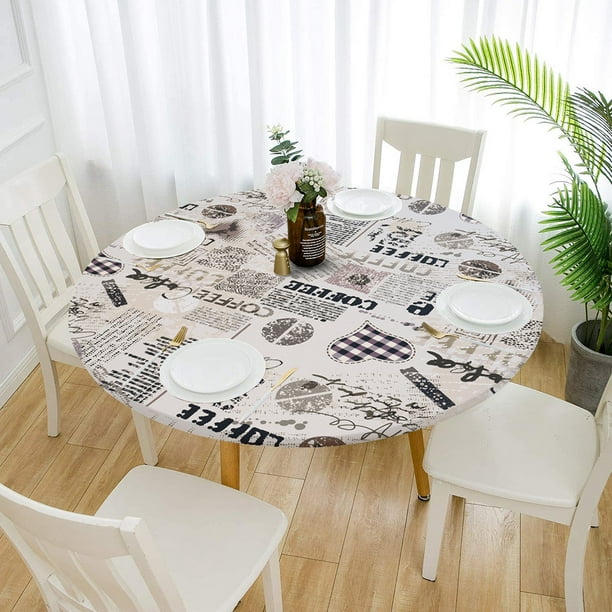 Mantel redondo resistente al aceite, impermeable, borde elástico,  decoración del hogar (140 cm, blanco)
