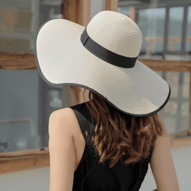 Sombrero de paja con lazo grande para mujer, gorro de playa plegable y  flexible, gorro para el sol, gorro de playa con protección UV para verano  Rojo