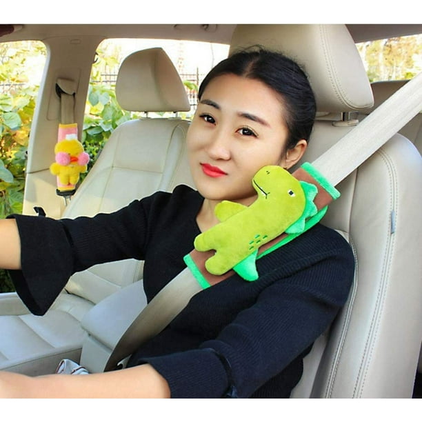 1 Uds dinosaurios niño cinturón de seguridad de coche Protector cinturón  vehículos funda de cinturón de algodón cojín de seguridad de animales  dibujos animados cómodo arnés de hombro extraíble lavable Rojo Verde