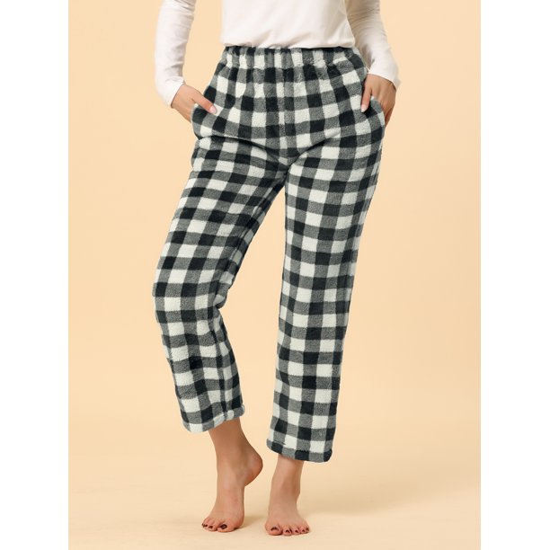 Pantalones de pijama para mujer, ligeros con bolsillos, pantalones largos  suaves a cuadros, pantalones para el hogar