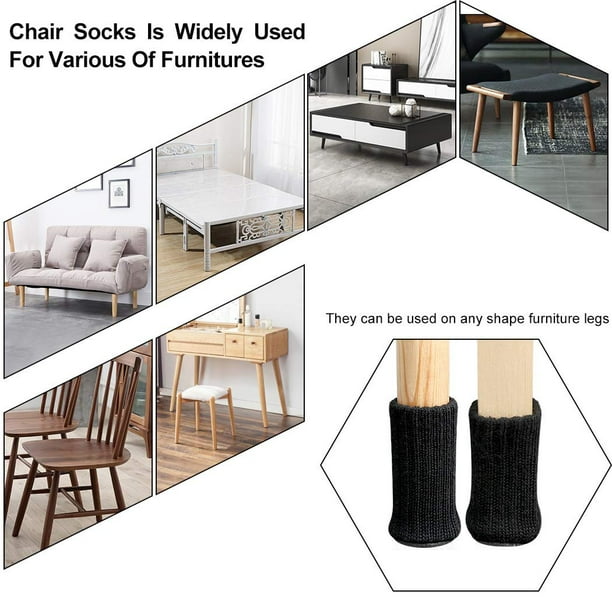 24 Uds. Calcetines para silla, calcetines para muebles, antideslizantes,  elásticos, para patas de sillas, fundas para calcetines, almohadillas  tejidas