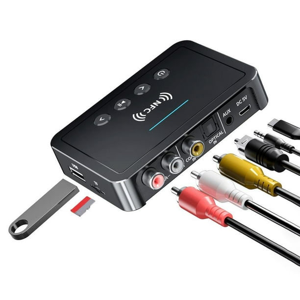 5.0 Transmisor Receptor TF U Reproducción de con micrófono óptico FM  Adaptador inalámbrico para PC A CUTICAT Adaptador Bluetooth