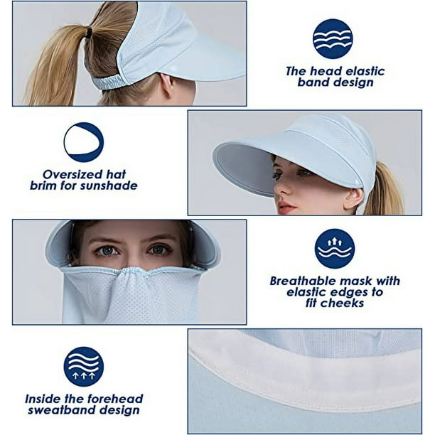 Sombrero de ala ancha para mujer, blanco, con deflector de cuello  extraíble, protección UV de verano, sombrero plegable transpirable, sombrero  para el sol para mujer, senderismo al aire libre, escalada JM MX-0135198FYD