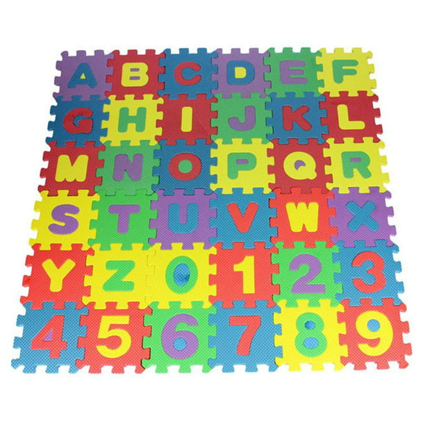 Spielwerk® Alfombra puzzle 86 piezas 190x190cm con letras y números  Alfombrilla de juego en gomaespuma