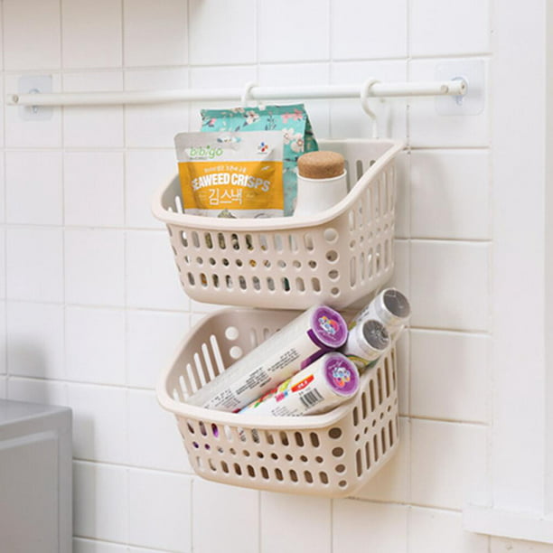 Labcosi - Cesta de plástico para papel higiénico, cesta de almacenamiento  para estante, cesta de plástico para baño, bandeja de mimbre de color
