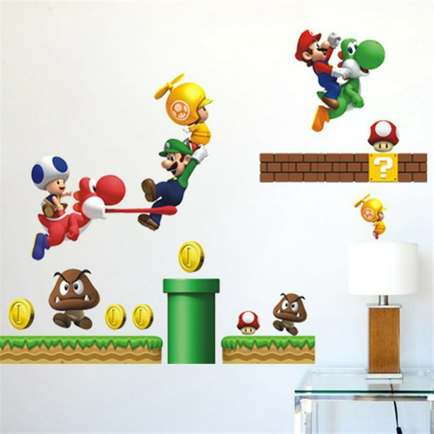 Pegatinas de Super Mario para decoración de pared de habitación de niños  pegatinas de dibujos animados favores de fiesta zhangmengya LED