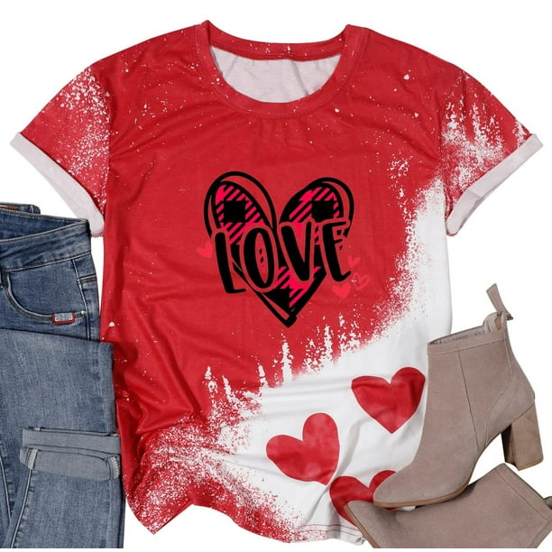  Tee Day Love Blusa para mujer, camiseta de manga estampada para  mujer, camiseta corta con corazón de San Valentín, camiseta blanca de manga  larga para mujer (blanco, L) : Ropa, Zapatos