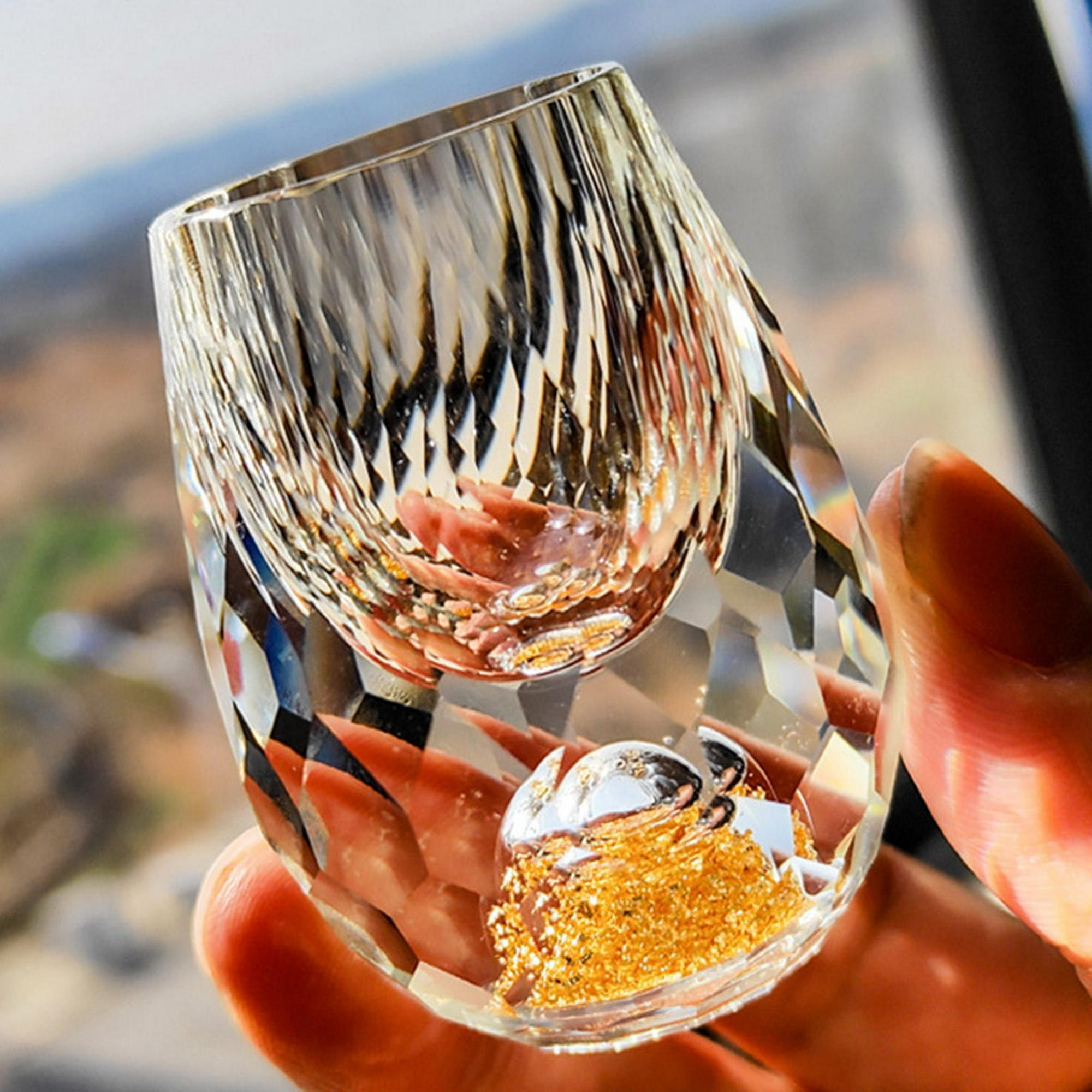 Vaso de creativo Cristal de espíritu blanco Lámina de oro Estilo chino  Licores de cristal Cristal de licor Corte de espejo de diamante para am  montaña Baoblaze Utensilios de licor