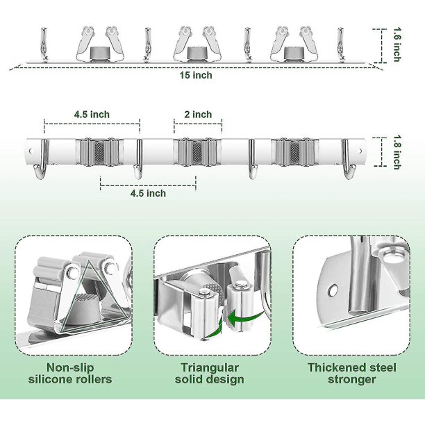 Soporte Escobas Pared Acero Inoxidable 2 Pzs