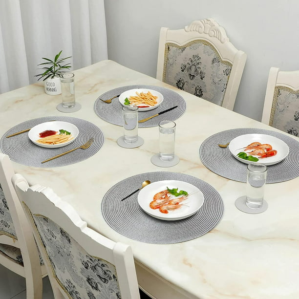 Manteles individuales para mesa, manteles individuales redondos trenzados  para decoración de cocina, para cocina, cafetería, resistentes al calor