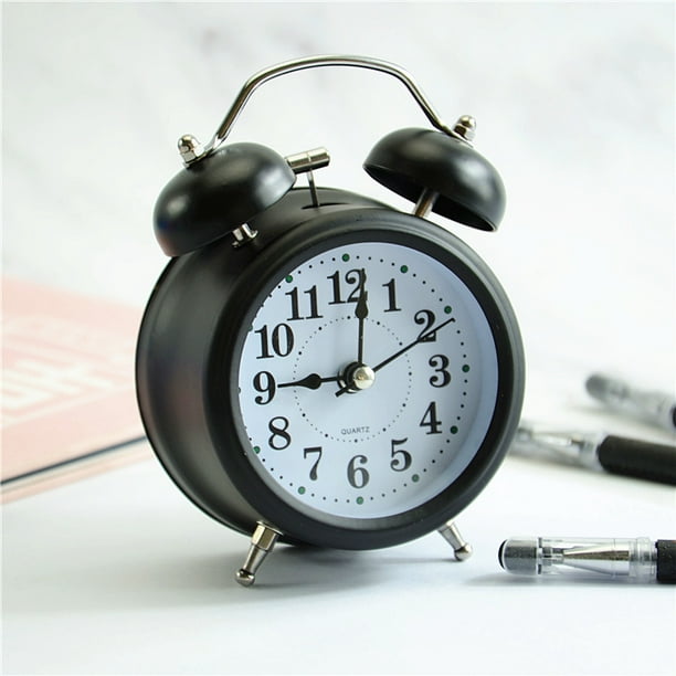 Reloj despertador con doble campana de 3 pulgadas, marco de Metal, esfera  3D con retroiluminación, luz nocturna, reloj de mesa de escritorio para  oficina en casa, negro Rojo Verde