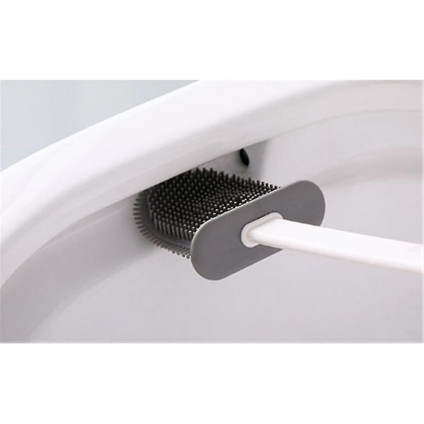 Escobilla de inodoro – Juego de escobilla de inodoro y soporte para baño,  cepillo de inodoro de silicona, cabezal de cepillo de inodoro flexible con