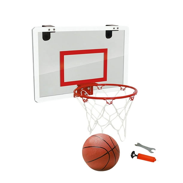 Tablero de baloncesto transparente de puerta colgante Mini tablero de  baloncesto sin golpes con 1 red de canasta 4 gancho 1 baloncesto