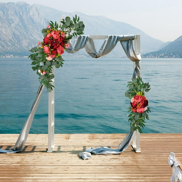 Juego de 2 guirnaldas de flores artificiales para arco de boda, decoración  floral de bienvenida para fiestas, decoración floral de bienvenida (azul