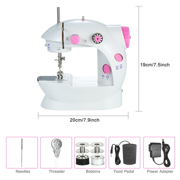  Mini máquina de coser para uso diario, manual y práctica  manualidades, reparación con doble hilo de 2 velocidades : Todo lo demás