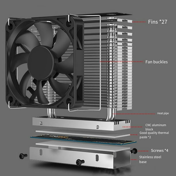 Moyic Disipador de calefacción de disco duro de refrigeración de estado  sólido con radiador de ventilador 6010, disipador de calor de aluminio  Electrónica Moyic