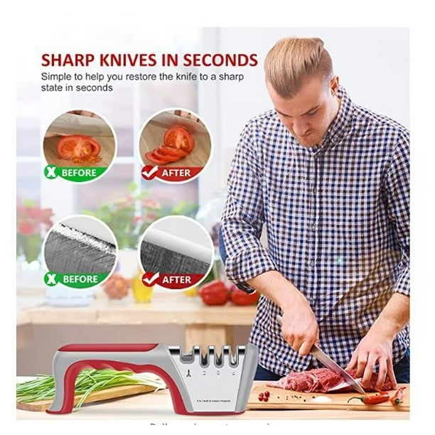 PriorityChef - Afilador de cuchillos de cocina, resistente kit de afilado  de cuchillos de 4 etapas y afilador de tijeras, repara, pule y afila tu