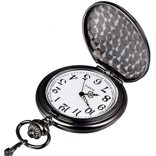 RORIOS Reloj de bolsillo de acero vintage para hombre y mujer relojes de  bolsillo con caja lisa números árabes moderno reloj de bolsillo de cuarzo  con