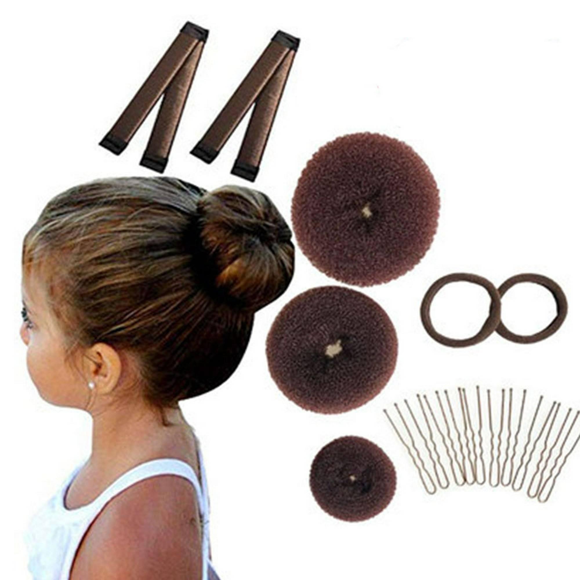 4 piezas de moños hábiles para hacer cabello, dona, moños, accesorios para  el cabello para mujeres, niñas, niños, rizador de pelo francés perezoso