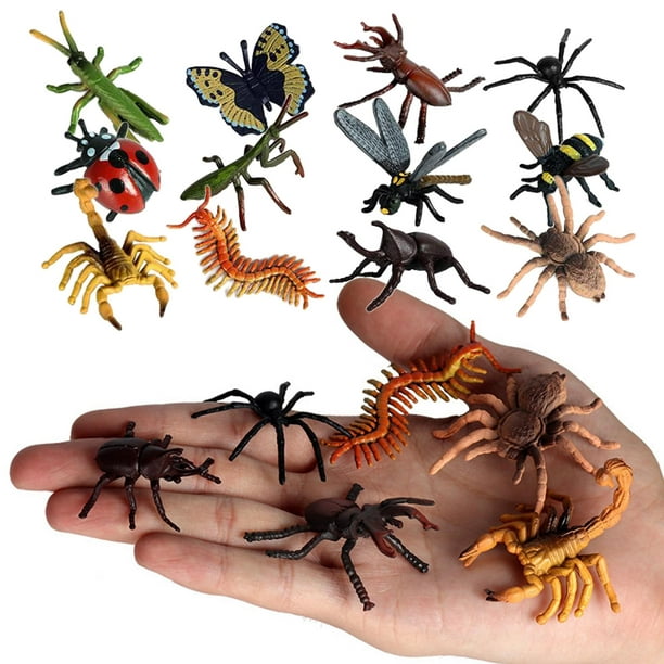 Set de 4 figuras de insectos de animales salvajes, 4 piezas, mini Mantis,  lagarto, escorpión, camaleón, figura de juguete, decoración de escritorio