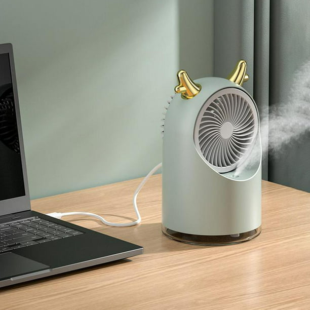 ventilador de aire acondicionado, ventilador de refrigeración, Mini  ventilador portátil USB recargable, ventilador de nebulización de escritori  Rosa BLESIY Mini ventilador de aire acondicionado
