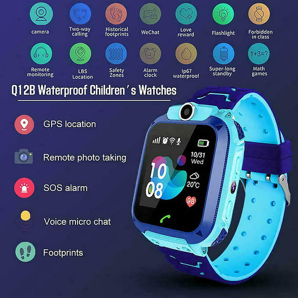Kuymtek Reloj inteligente para niños, pantalla táctil, ubicación,  fotografía, teléfono, reloj (azul) Kuymtek