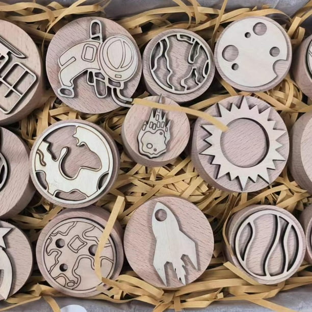 Sellos de madera Juguetes de rompecabezas Sistema Juguetes Cognición  Juguetes de aprendizaje para niñas Baoblaze Juguetes de sellos para niños