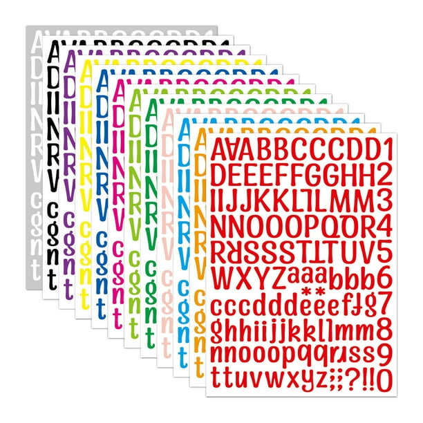 8 hojas de letras autoadhesivas adhesivas en vinilo, letras mayúsculas,  letras del alfabeto, letras adhesivas para decoración de Navidad (arco  iris, 1