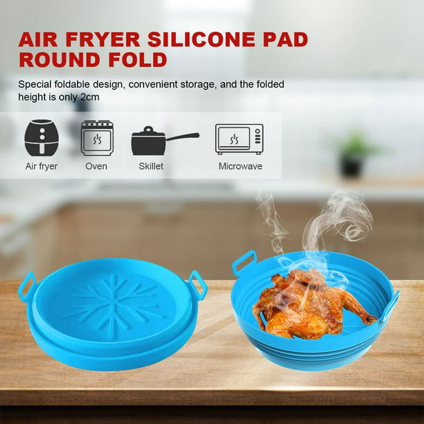Freidora De Aire Freidora de aire cuadrada de silicona Bandeja para hornear  Horno para utensilios de cocina (Azul) Likrtyny Libre de BPA
