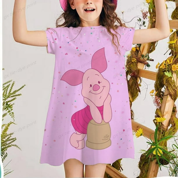 Casual Baby Girl Bear Winnie Dress Baby manga corta ropa para niños Mini Princess Dress6T Gao Jinjia LED | Walmart en línea