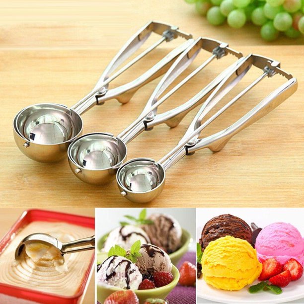 Kitchen Buddy - Cucharas versátiles para galletas - Cuchara de helado de  acero inoxidable con gatillo - Para cocinar, hornear y porción de comida 