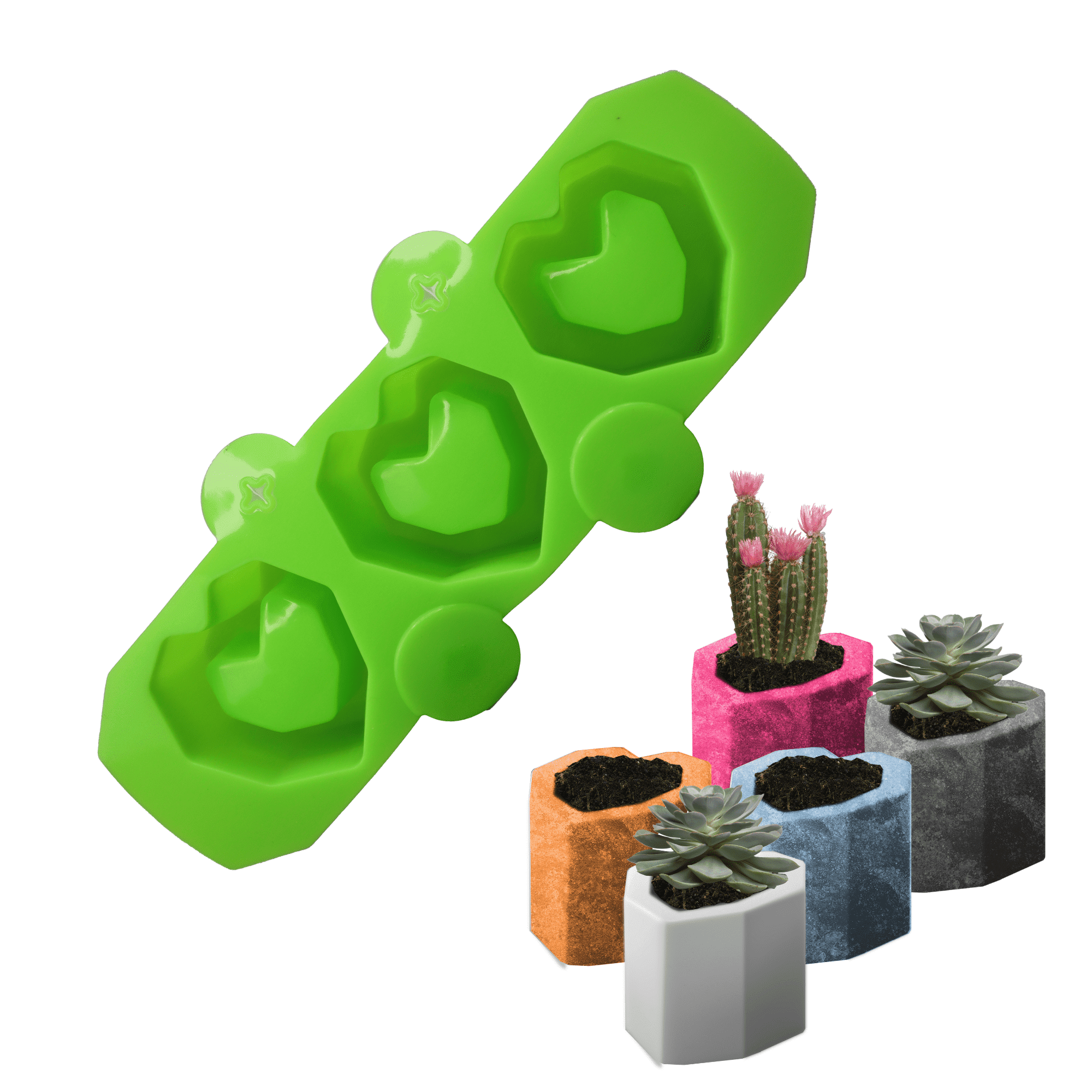Molde de silicona para macetas y decoración de yeso cemento, resina, concreto. plantillas de figura para maceta (Corazón verde ) ecomlab molde maceta