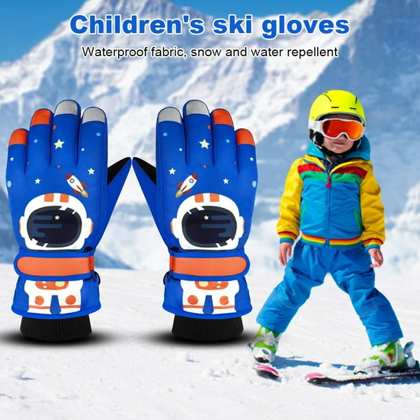 Guantes de resistencia al frío para niños, guantes cálidos antideslizantes  de dibujos animados ajustables para invierno y nieve